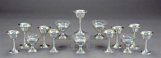 Appraisal: American sterling silver cordials and bowls six cordials H six