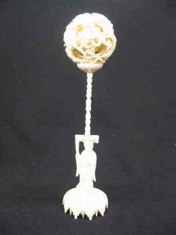 Appraisal: Chinese Carved Ivory Mystery Ballon stand '' diameter at least