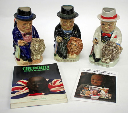 Appraisal: THREE SPIRIT OF BRITAIN WINSTON CHURCHILL TOBY JUGS by Kevin