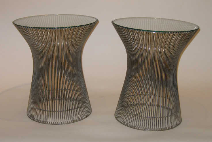 Appraisal: WARREN PLATNER AMERICAN - Pair nickel-plated steel rod drinks tables