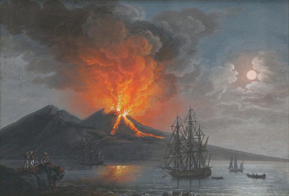 Appraisal: ITALIAN SCHOOL th CENTURY Gouache Mt Vesuvius Erupting William Doyle