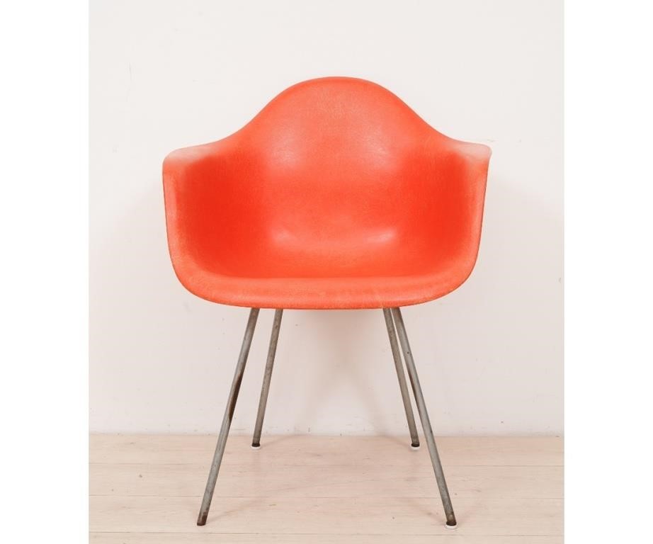 Appraisal: Mid-century modern Knoll red orange fiberglass armchair no label h