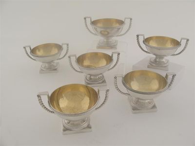 Appraisal: A set of six George III circular salts on square