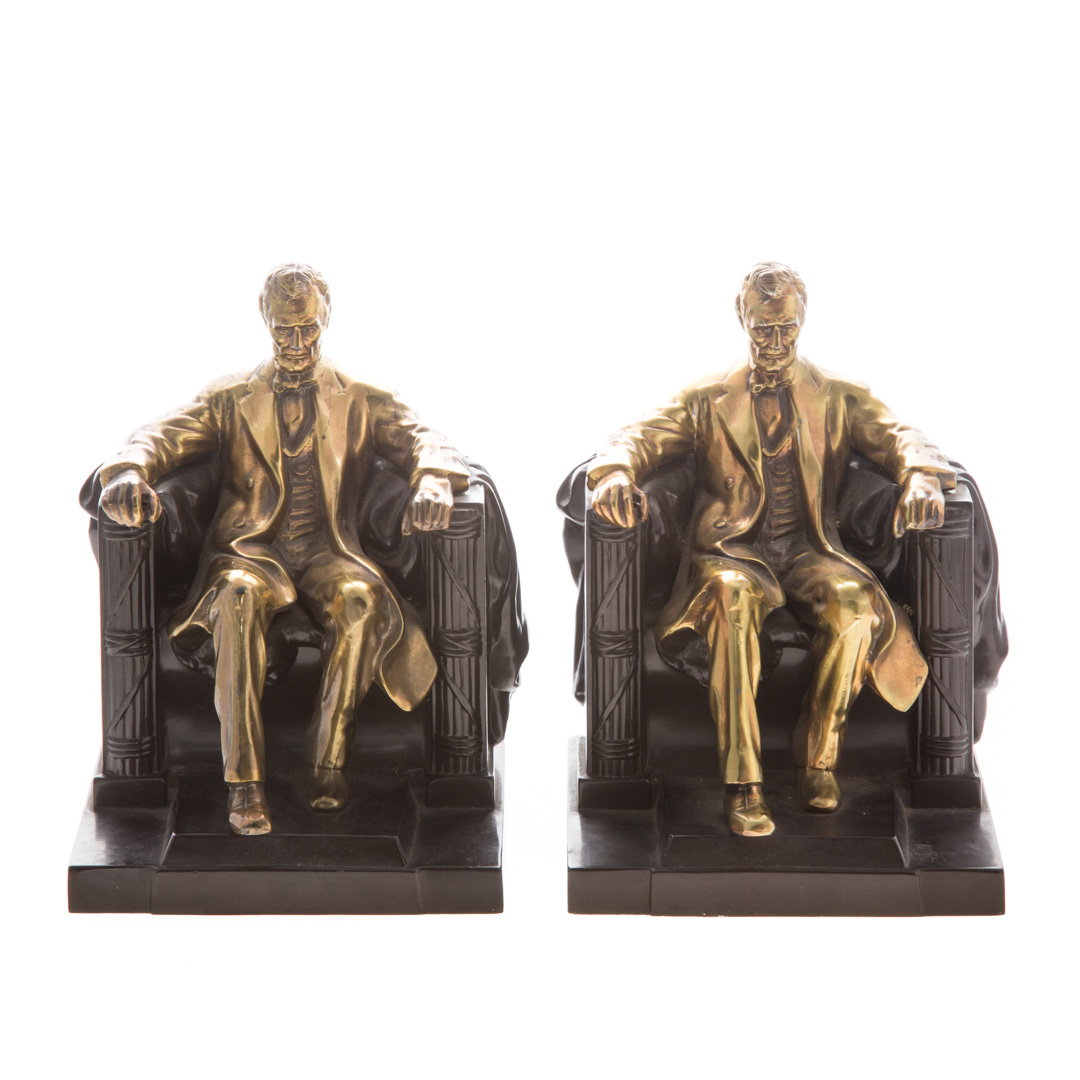 Appraisal: Philadelphia Mfg Co Lincoln bookends brass and enameled metal sculpture