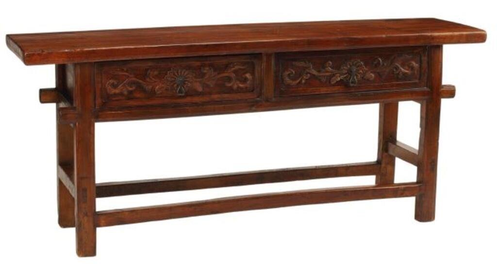 Appraisal: Baroque style two-drawer console table approx h w d