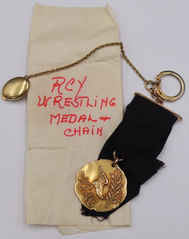 Appraisal: GOLD RAYMOND C YARD'S NYAC GOLD WRESTLING MEDAL Solid Gold