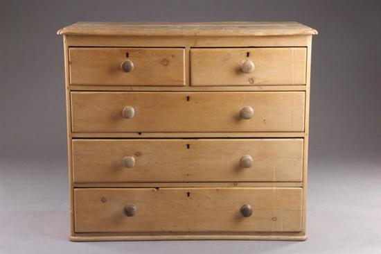 Appraisal: ENGLISH COUNTRY PINE FIVE-DRAWER CHEST th century Molded-edge top above