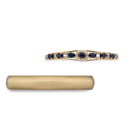 Appraisal: Gold Bangle and Gold Sapphire and Diamond Bangle Estimate nbsp