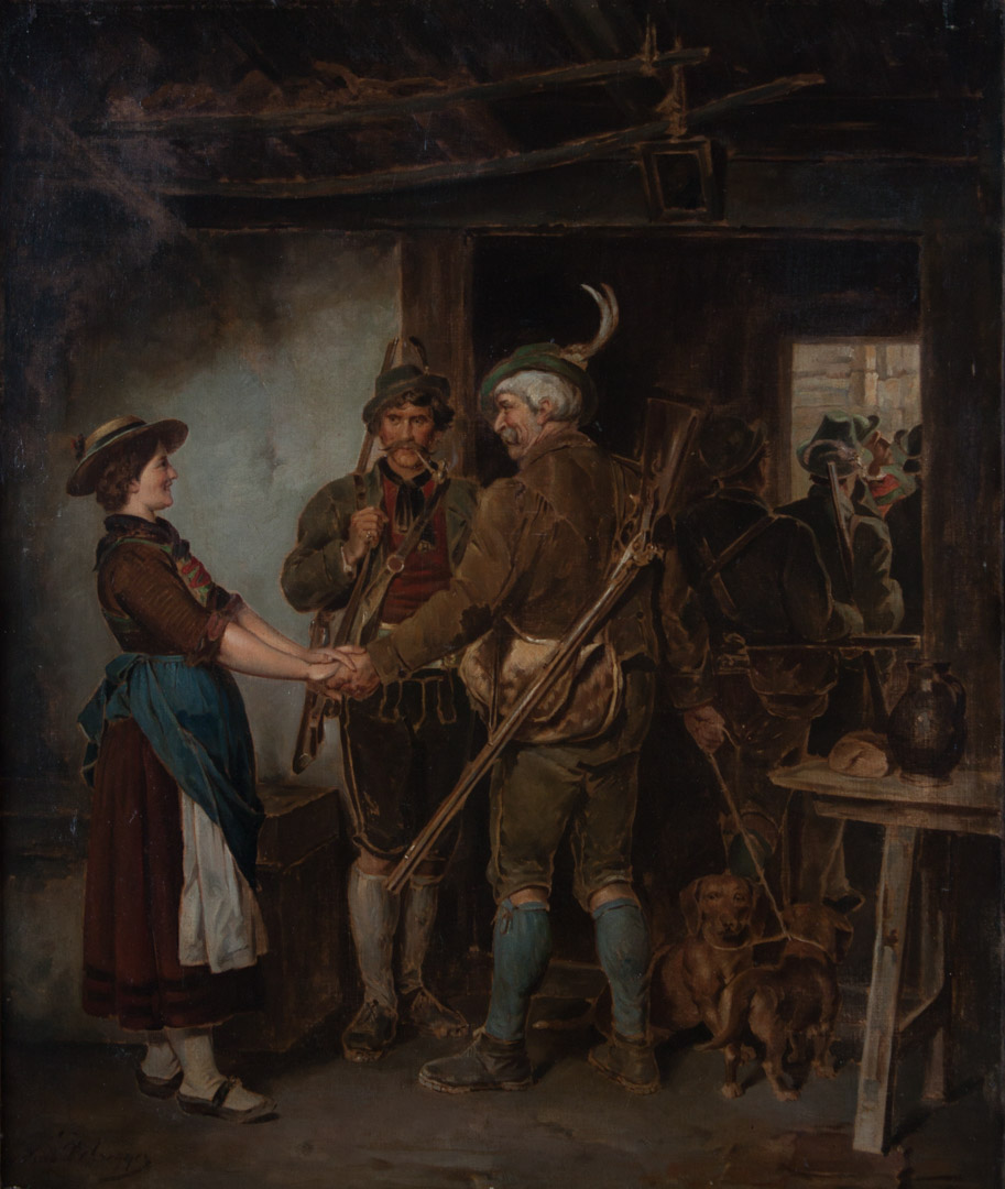 Appraisal: After F von Defregger The Hunters' Farewell oil After Franz