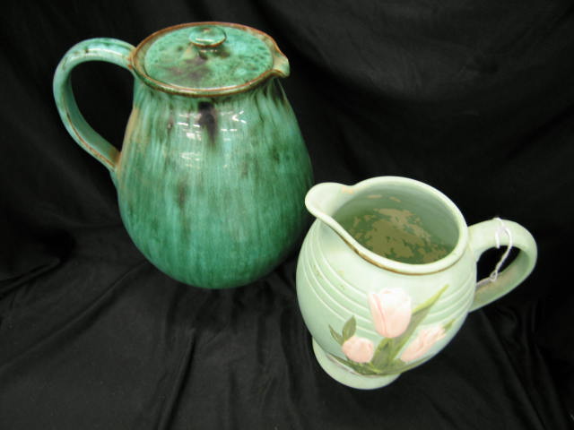 Appraisal: Art Pottery Pitchers green glaze