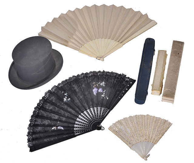 Appraisal: A LARGE BONE AND IVORY SILK FAN cm long four