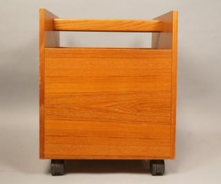 Appraisal: BRUKSBO Norway Modern Teak Rolling Magazine Rack Tapered sides with