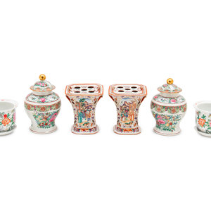 Appraisal: Three Pairs of Chinese Export Porcelain Style Decorative Articles th