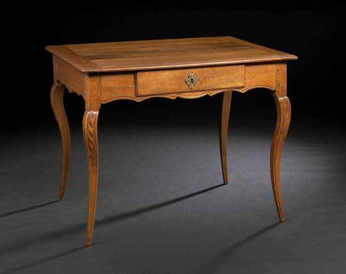 Appraisal: French Provincial Oak and Fruitwood Occasional Table the planked rectangular