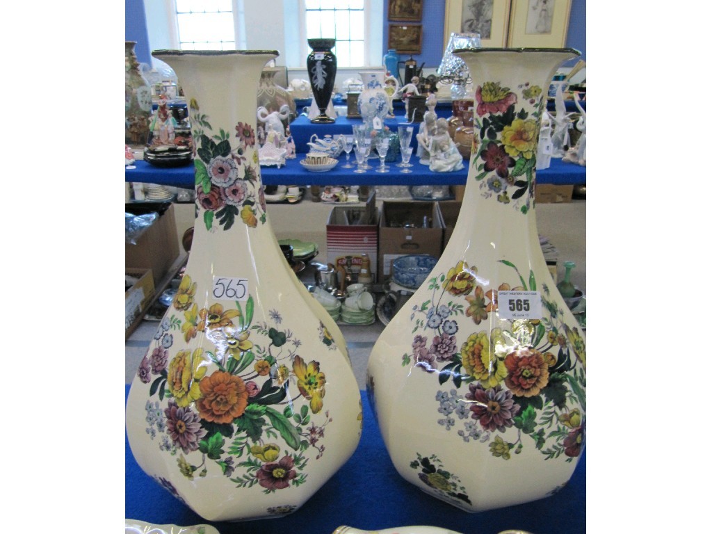 Appraisal: Pair of Royal Doulton vases with transfer printed and hand