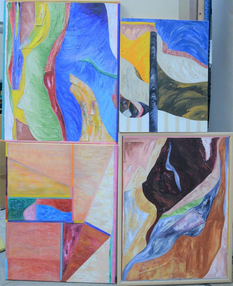 Appraisal: Group of Four Faith Dorian Wright Abstracts mixed media with