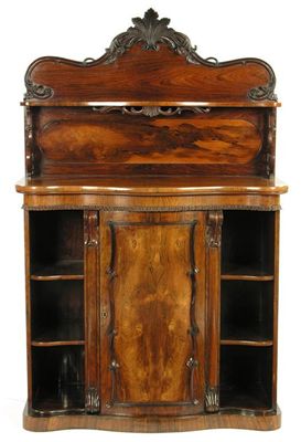 Appraisal: A th century rosewood serpentine front side cabinet the raised