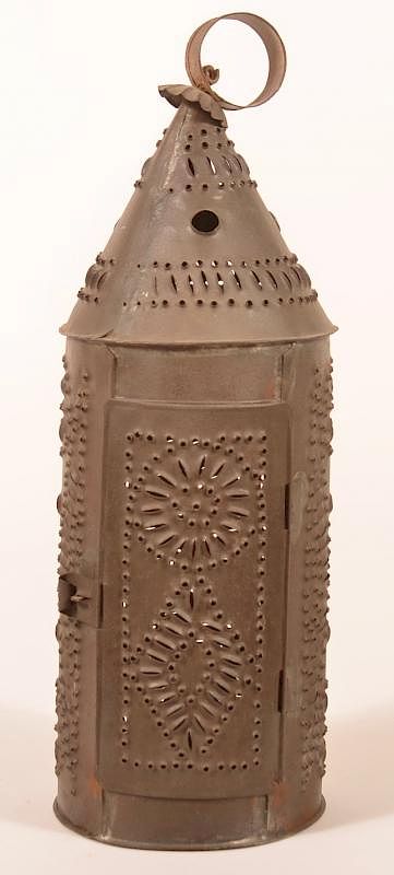 Appraisal: th Century punched Tin Candle Lantern th Century punched Tin