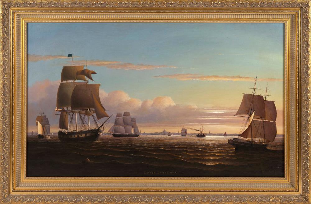 Appraisal: BRIAN COOLE ENGLAND AMERICA B BOSTON HARBOR OIL ON PANEL