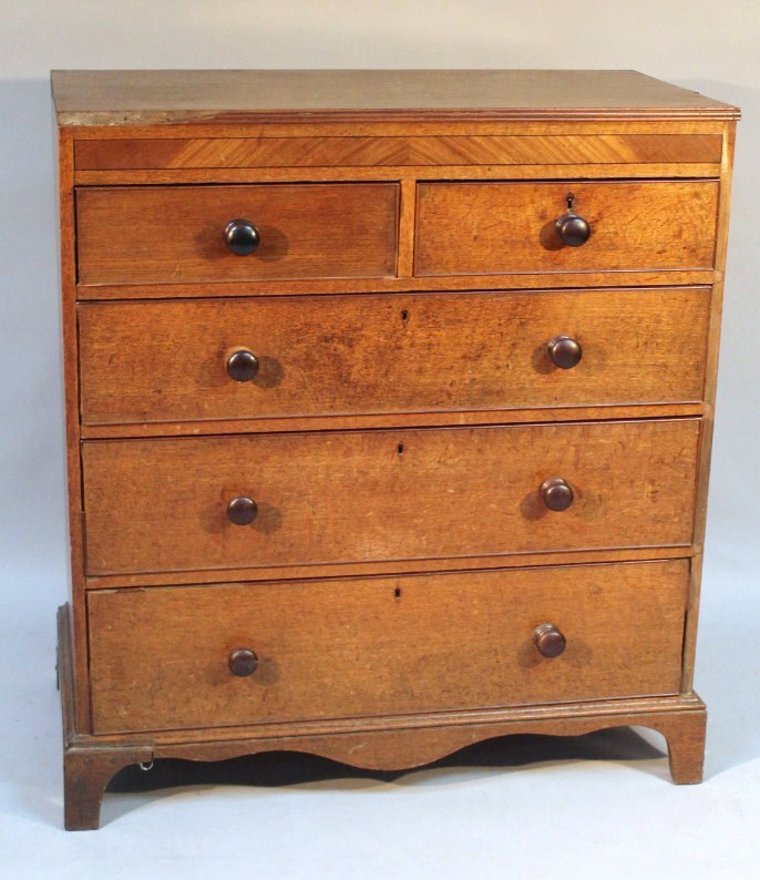 Appraisal: A thC oak flat fronted chest of two short and