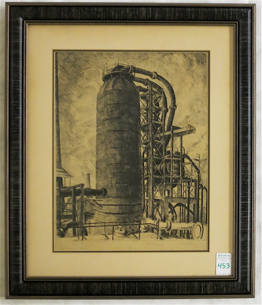 Appraisal: ISAAC FRIEDLANDER ETCHING Latvia New York - Standard Oil Refinery