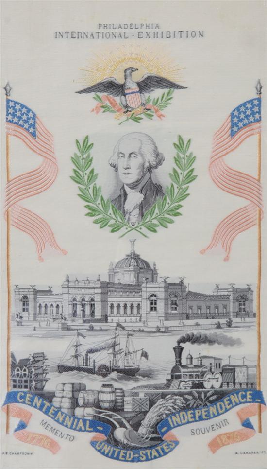 Appraisal: SILK SOUVENIR RIBBON FROM THE CENTENNIAL EXHIBITION IN PHILADELPHIA Decorative