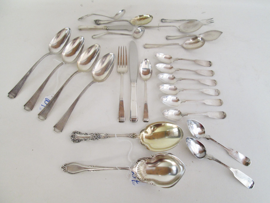 Appraisal: TWENTY-FIVE ASSORTED SILVER FLATWARE sterling and coin silver Various makers