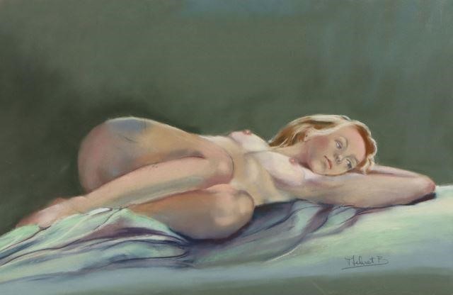 Appraisal: Framed pastel drawing on paper Reclining Female Nude signed lower