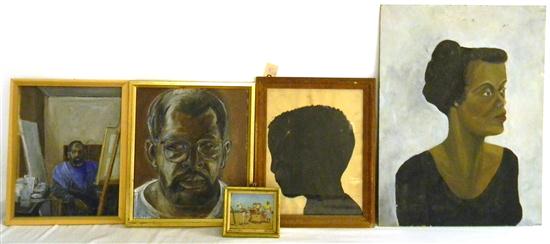 Appraisal: Five assorted th C works of art depicting black individuals