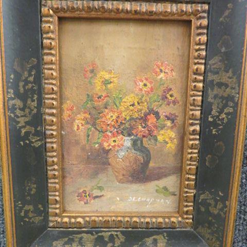 Appraisal: Miniature Oil Painting of Still Life with Flowers in a