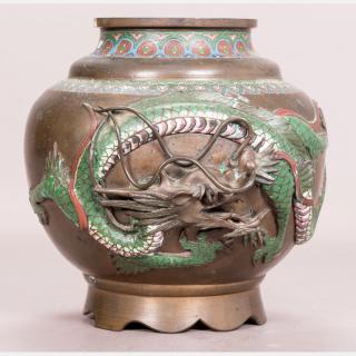 Appraisal: A Chinese Bronze and Cloisonn Dragon Vase th th Century