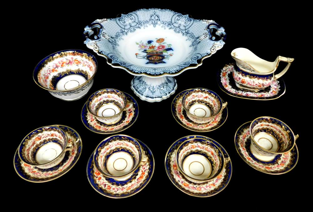 Appraisal: Hand-painted porcelain th C including fifteen piece partial tea set