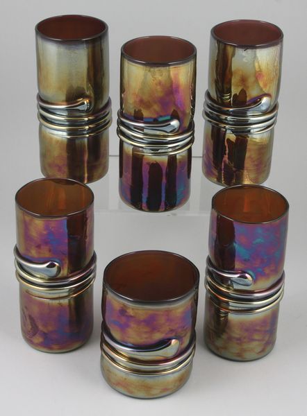 Appraisal: Group of six Estiban Prieto art glass glasses c including