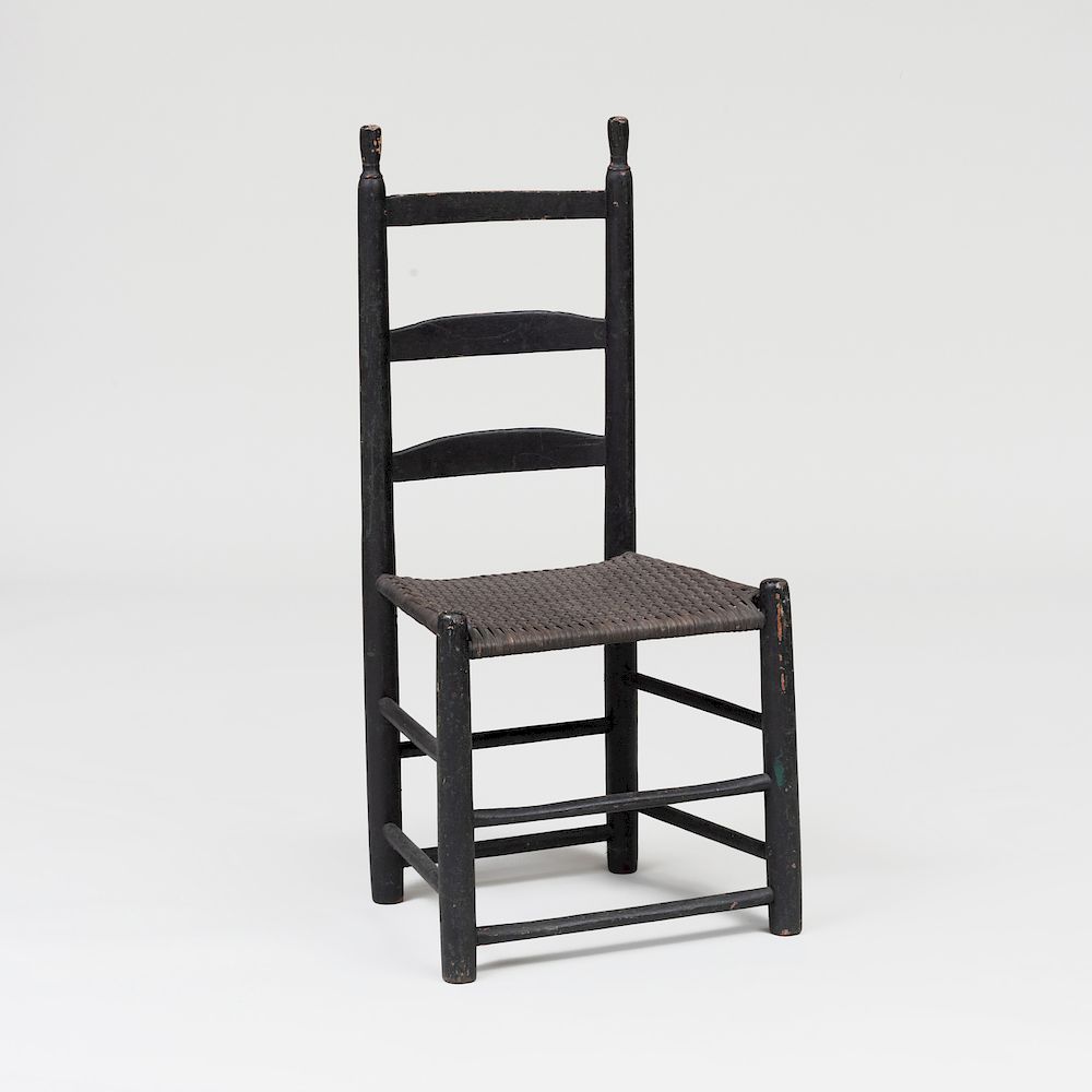 Appraisal: Shaker Painted Ladder Back Chair David Whitney With a woven