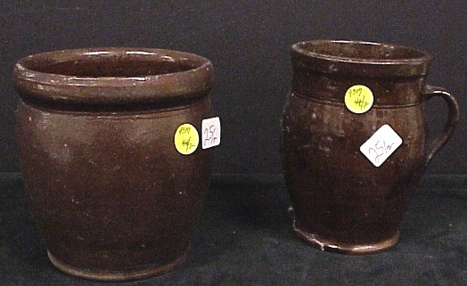 Appraisal: th C redware container h x dia along with a