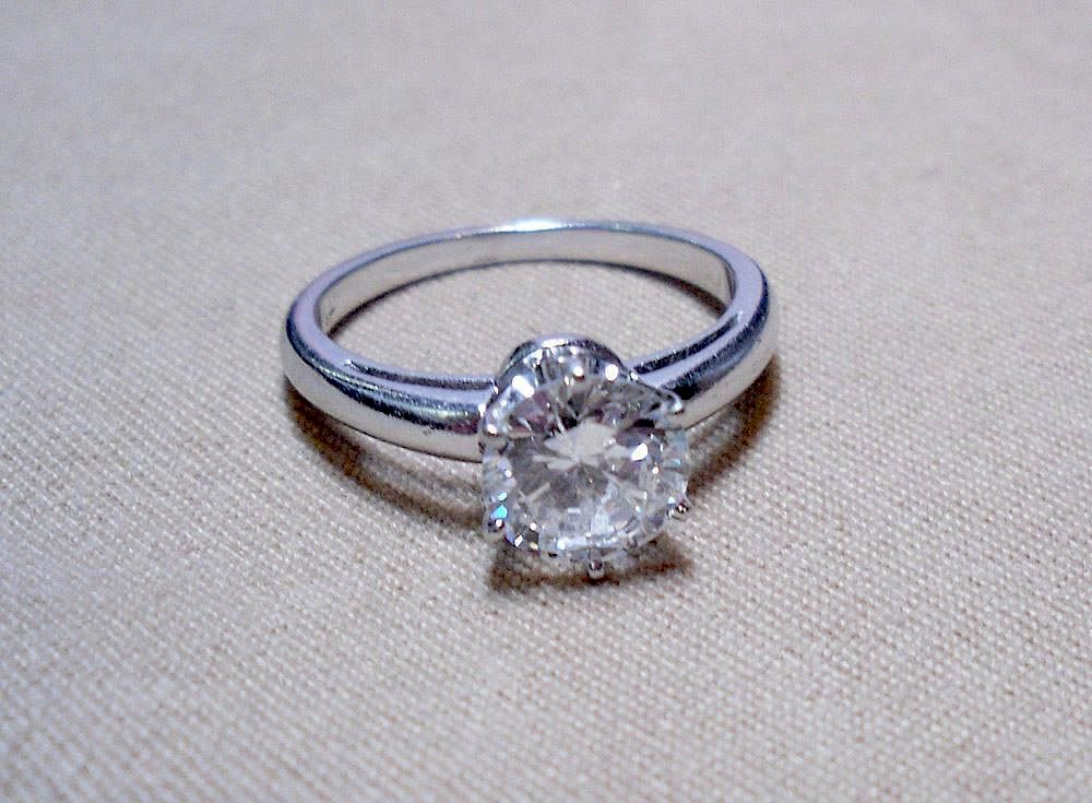 Appraisal: Diamond Engagement Ring Platinum six-prong solitaire setting marked IRID PLAT