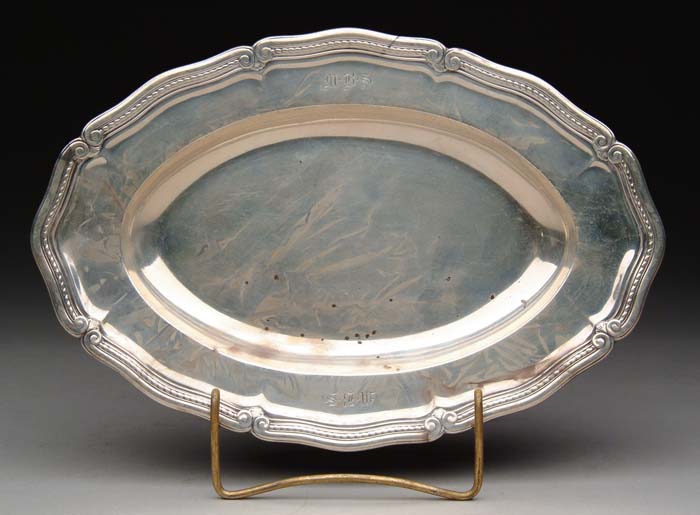 Appraisal: TIFFANY STERLING SILVER OVAL TRAY Small oval tray has a