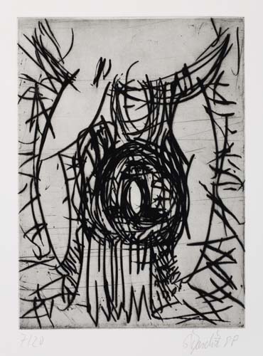 Appraisal: GEORG BASELITZ Two etchings Madchen mit Harmonika IV x mm