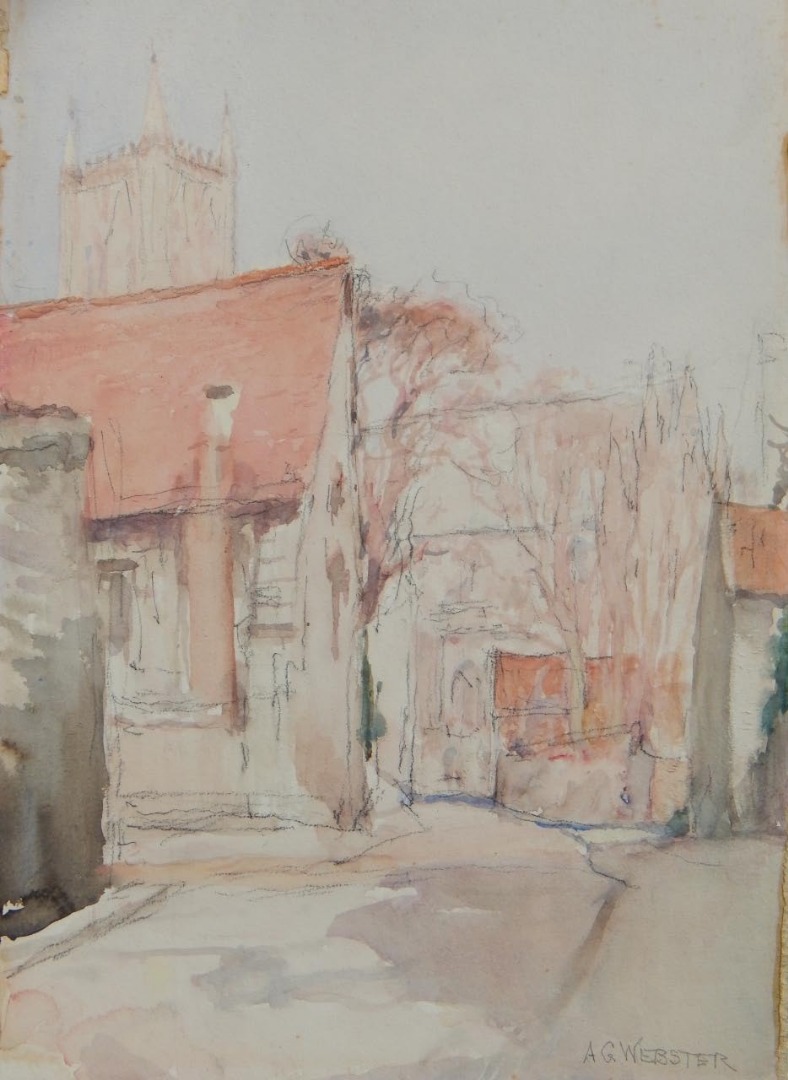 Appraisal: Alfred George Webster - Street scene watercolour signed cm x