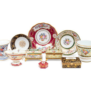 Appraisal: Ten French Painted and Parcel Gilt Porcelain Articles Camille Le