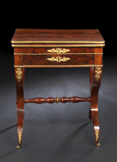 Appraisal: Empire-Style Mahogany Games Table third quarter th century the rectangular