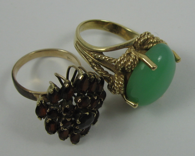 Appraisal: TWO YELLOW GOLD RINGS one K gold and set with