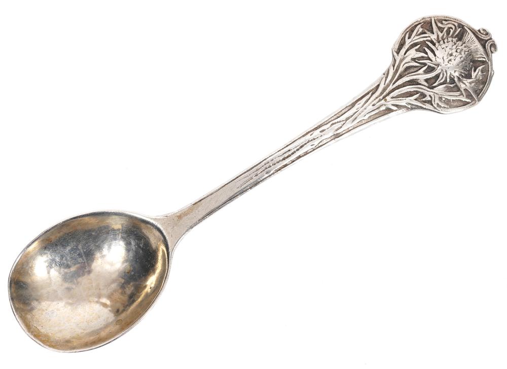 Appraisal: STERLING THISTLE SPOON BY OMAR RAMSDEN CARRSterling Thistle Spoon by