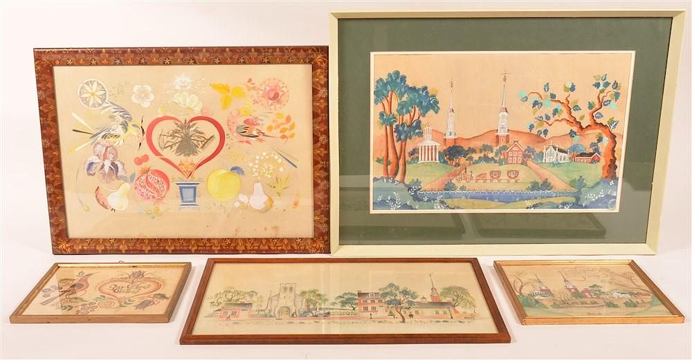 Appraisal: Five Watercolor Drawings by James Rudisill Five Various Watercolor Drawings