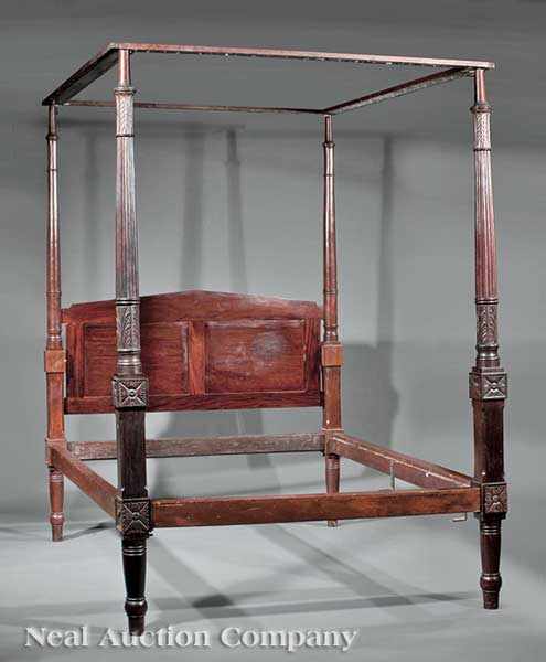 Appraisal: An American Classical Carved Mahogany Tall Post Bed c -