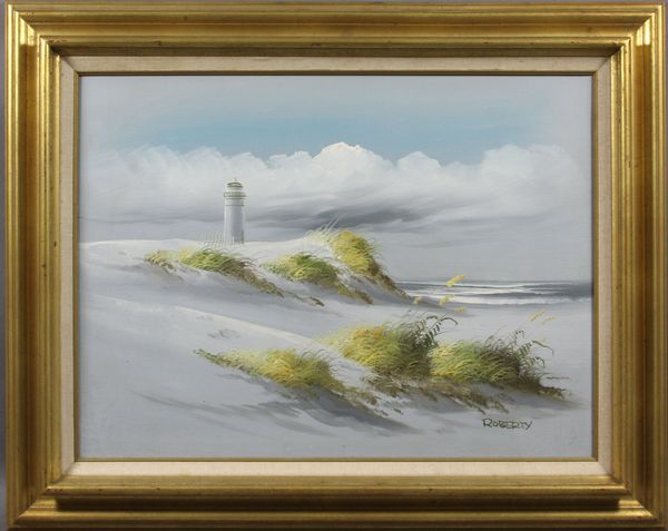 Appraisal: Winter beach scene th Century o c x x framed