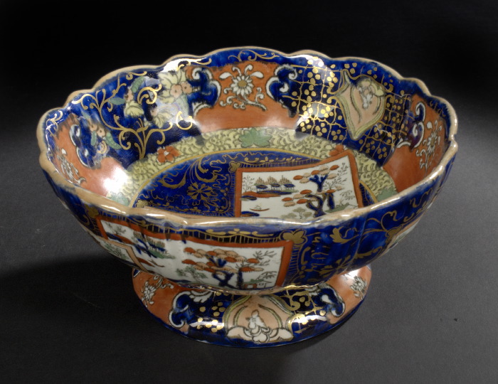 Appraisal: Good Mason's Patent Ironstone Double Landscape Footed Bowl second quarter