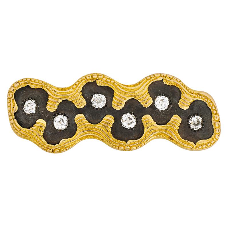 Appraisal: TIFFANY CO GOLD AND STEEL DIAMOND BROOCH k gold and