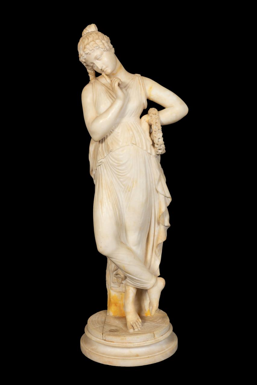 Appraisal: ITALIAN SCHOOL DANCING MUSE ALABASTER SCULPTURE Manner of Antonio Canova