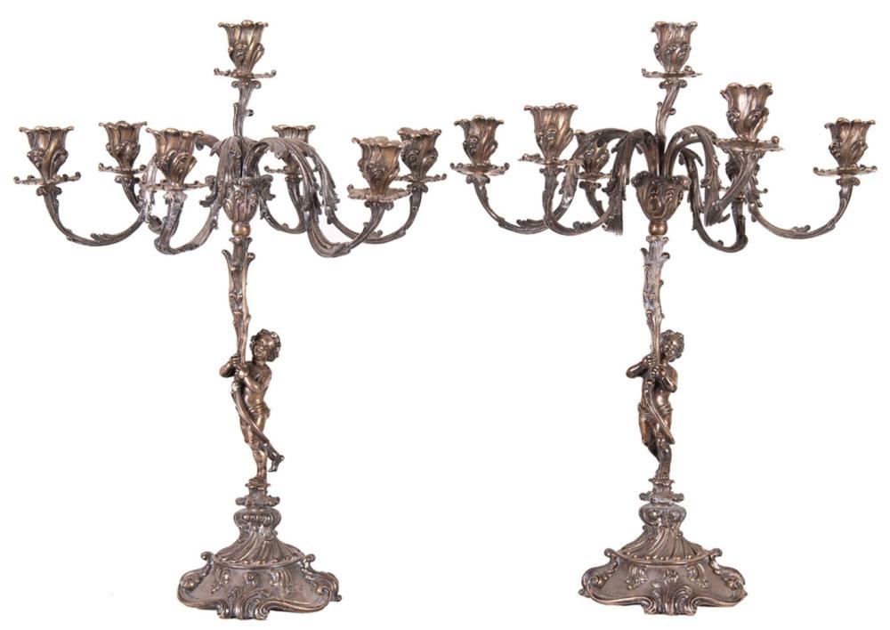 Appraisal: PAIR OF BUCCELLATI STERLING FIGURAL CANDELABRA total troy ounces inches